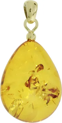 Produktbild von Ostsee-Schmuck Tropfen flach, ca. 22 mm lang - Gold 333/000 Anhänger Bernstein