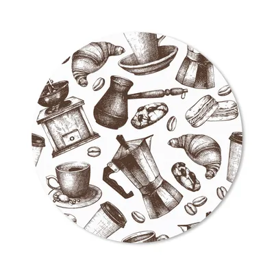 Produktbild von MuchoWow® Mauspad Mousepad Kaffee - Croissant - Muster 30x30 cm - Mousepads - Maus Mat - Pad - Mausunterlage - Tischunterlage - Schreibtischmatten