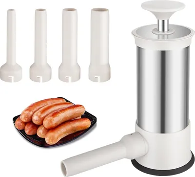 Obrázok produktu pre súprava na ručné plnenie klobás 1 kg, stroj na výrobu klobás z nehrdzavejúcej ocele SUS304 so 4 PP výlevkami - STUFFTASTIC