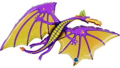 Zdjęcie produktu dla Balon Foliowy fioletowy smok, 110cm