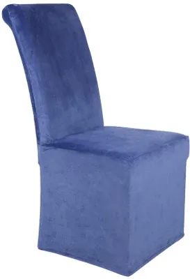 Immagine prodotto di Coprisedili elasticizzati Unyqoos® per sedie da pranzo, lavabili e riutilizzabili, set da 2, colore blu navy, adatti a schienali da 45-60 cm e sedute da 35-48 cm