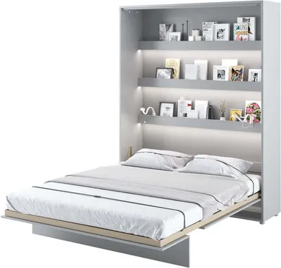 Produktbild von Wandklappbett Bed Concept 160x200 Schrankbett Vertikal Wandbett Gästebett Grau