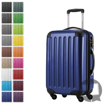 Immagine prodotto di Alex - Valigia bagaglio a mano con estensione trolley da cabina 4 ruote, bagaglio a mano per ogni compagnia aerea, trolley da viaggio taglia S guscio rigido lucido, 55 cm, 42 litri, blu scuro