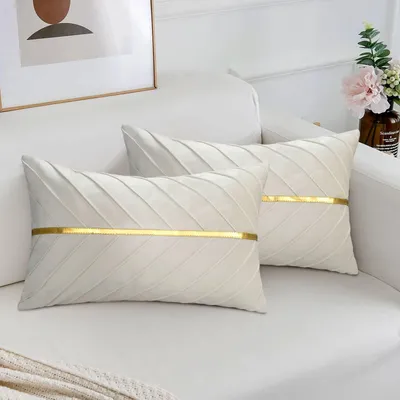 Image de Ensemble de 2 housses de coussin décoratives en velours, dimensions 30 x 50 cm
