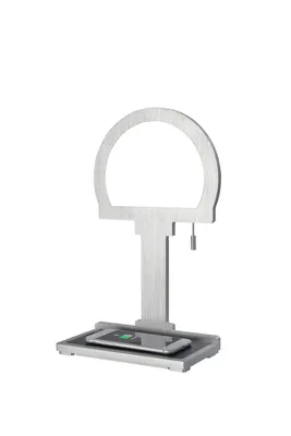 Produktbild von LED Tischlampe mit Handy-Ladefunktion Steve Phone Alu rund