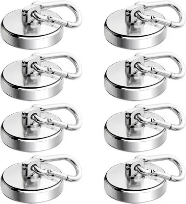 Produktbild von Neodymium-Magnet-Haken 32 mm, 42 kg Zugkraft, 360 Grad drehbar, Küchen- und Badezimmer