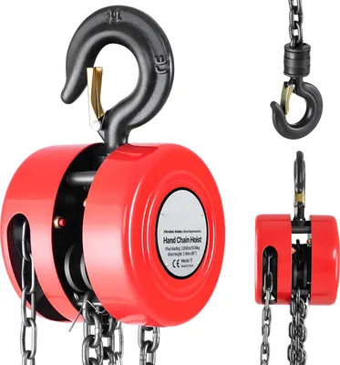 Immagine prodotto di SucceBuy, paranco a catena con portata di 1 tonnellata, paranco a catena manuale, altezza di sollevamento di 2,44 metri, paranco con catena G70, paranco robusto, attrezzature di sollevamento manuali, paranco a catena per garage, magazzini e manutenzione macchinari, colore rosso