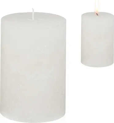 Produktbild von Candelo Hochwertige Kerze Weihnachten Ambiente Rustik - Weiß - Stumpenkerze 12cm  lange Brenndauer ca. 54 Stunden - Weihnachtskerzen für Adventskranz