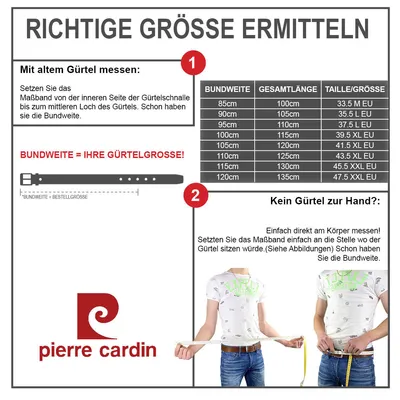 Produktbild von Vollrind Ledergürtel Pierre Cardin Gürtel Herren Vollleder, Größe / Size:Bundweite 120 cm Gesamtlänge 135 cm W 47.2 XXL, Farbe / Color:schwarz