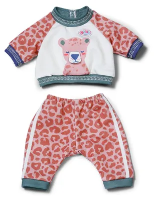 Immagine prodotto di Tuta da jogging BABY born con motivo jungle e pantaloni in fantasia leo per bambole di 36 cm.