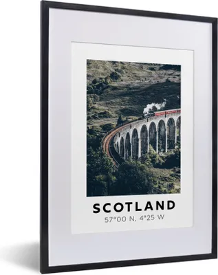 Produktbild von MuchoWow® Gerahmtes Poster Schottland - Zug - Brücke 30x40 cm - Poster mit Schwarzem Bilderrahmen Wandposter Rahmen Foto Bilder - Wandposter Schlafzimmer