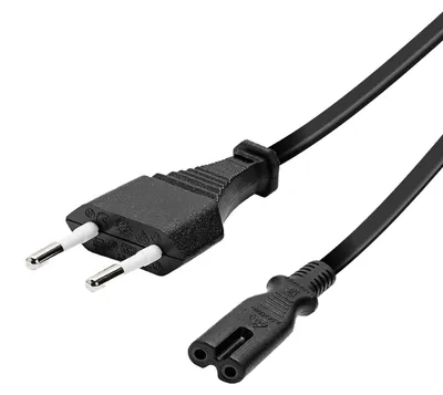 Produktbild von ViVanco™Netzanschluss-Kabel 1,25 m langes Netzkabel mit zweipoligem EuropasteckerSchwarz, 1,25 m, CEE7/16, IEC C7