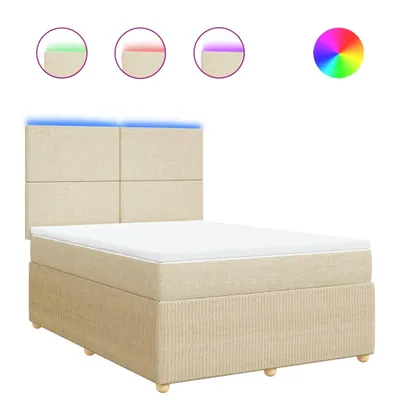 Produktbild von vidaXL Boxspringbett mit Matratze Creme 160x200 cm Stoff
