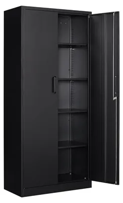Productafbeelding van Opbergkast Gereedschapskast Archiefkast - Met slot - 4 planken - Zwart - 1700 x 780 x 390 mm