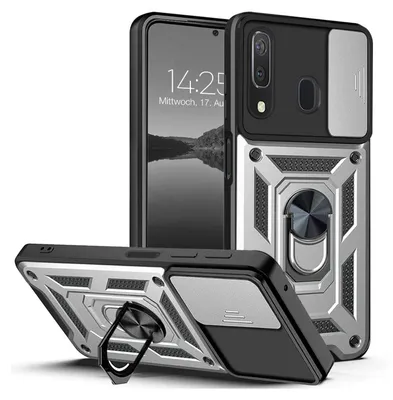 Produktbild von Armor Handyhülle für Samsung Galaxy A50 Kameraschutz Handy Panzer Case Cover Schutzhülle Outdoor Farbe: Silber
