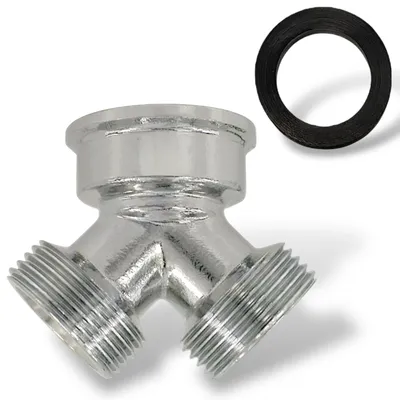 Produktbild von Verteilerstück Gabelstück 2 Wege Y Verteiler Stück Messing verchromt 3/4 Zoll