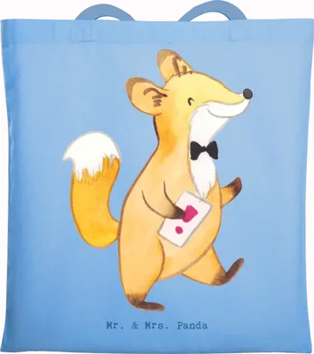 Produktbild von Mr. & Mrs. Panda Jutebeutel Unternehmensberater Herz - Sky Blue - Geschenk, dokumententasche, Tasche, Schultasche, Tote Bag, totebag, Beutel