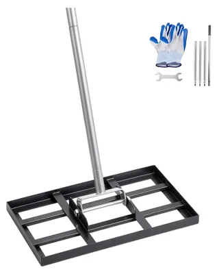 Produktbild von Rasenrakel mit 198 cm Griff, 431x254 mm Bodenplatte, rostbeständiger Nivellierrechen Kohlenstoffstahl, 5-fach höhenverstellbar, Rasennivellierungswerkzeug für Hof und Golfplatz