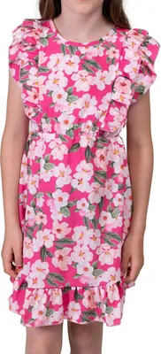 Produktbild von KMISSO Mädchen Kleid mit Volants Blumenmotiv Pink 104