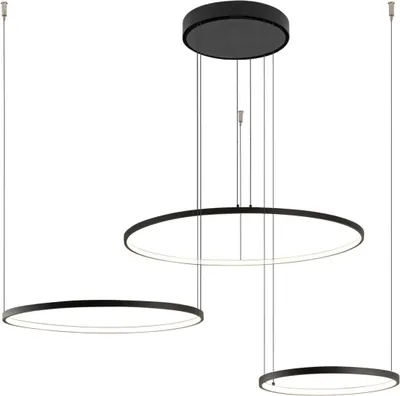 Produktbild von LED Hängeleuchte Aluminium Metall H: max. 140 cm Schwarz 3000 K warmweiß 1600 lm Modern Hängelampe