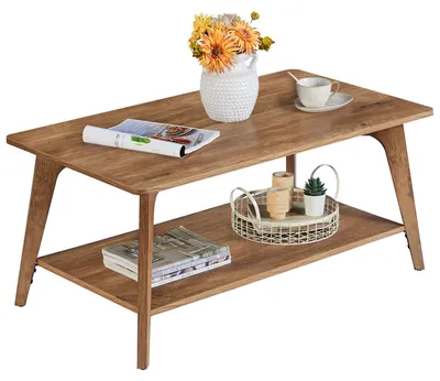 Immagine prodotto di VASAGLE, tavolino rettangolare, tavolino da soggiorno con 2 ripiani, 55 x 100 x 45 cm