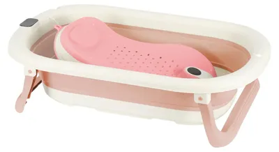 Produktbild von Babybadewanne - Faltbare Wanne - Integriertes Thermometer - Für 0–3 Jahre - PP-Kunststoff - Bequem - Rosa