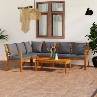 Produktbild von 5-tlg. Garten-Lounge-Set mit Auflagen Massivholz Akazie , Gartenmöbel-Sets Design 2024