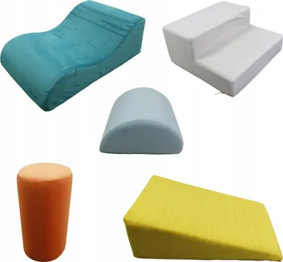 Produktbild von Schaumstoffbausteine Set 5-tlg. – Softbausteine Indoor Spielplatz – Samtiger Velours – Kletterbausteine mit Welle, Rutsche & Treppe – Motorikspielzeug