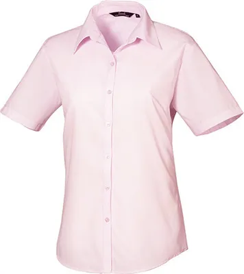 Produktbild von Premier Workwear Damen Popeline Bluse kurzarm PR302 pink 44 (XL/16)