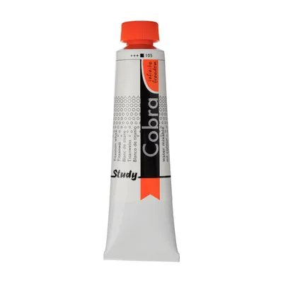 Immagine prodotto di Cobra Study Vernice ad olio miscelabile con acqua in tubo da 40 ml, bianco titanio 105