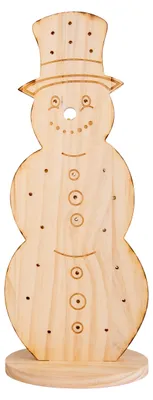 Produktbild von LED-Holz-Dekoleuchte "SNOWY" H:80cm, Deko im Landhaus Stil, aus Holz in natur, 33 x 17 x 80 cm, mit Diode – für den Außenbereich – Batteriebetrieb – Timerfunktion – Druckschalter