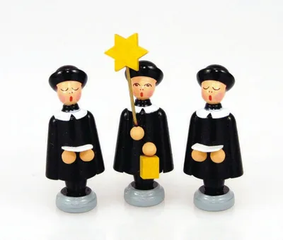 Produktbild von Holzfiguren 3 Kurrendefiguren bunt  Höhe 3,5cm NEU