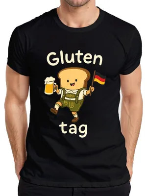 Immagine prodotto di Maglietta da uomo, nera, taglia XXL, con scritta "Pane senza glutine", "Lederhosen", "Birra", "Oktoberfest", "Divertente", "Dirndl", "Baviera"