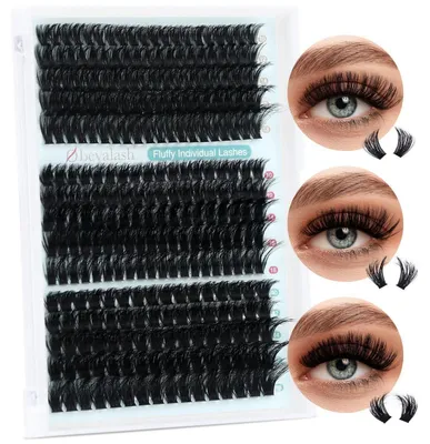 Produktbild von Wimpern Extensions Cluster 280 Stück 60D+80D+100D D-Curl 10-18mm PBT