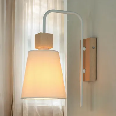 Produktbild von Wandleuchte Weiß E27 Stoff Metall Skandinavisches Design Wandlampe