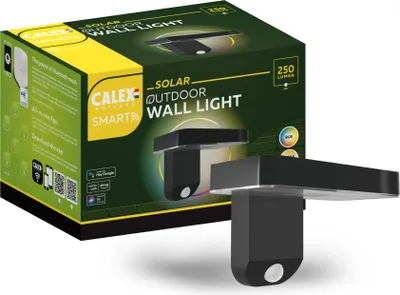 Produktbild von Calex Smart Outdoor Solar LED Wandleuchte, 2er Pack, integriertes LED-Modul, wasserdicht, App- & Sprachsteuerung, Schwarz