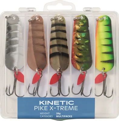 Immagine prodotto di Set da pesca a cucchiaio per lucci Kinetic PS - 5 esche per lucci da 28 g con scatola porta esche