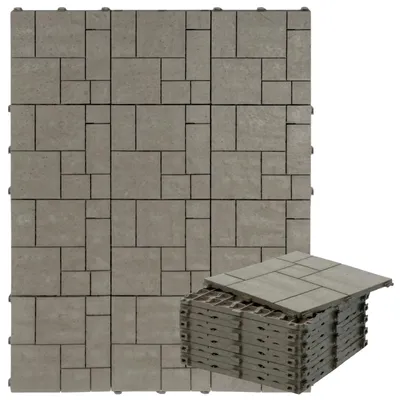 Produktbild von Terrassenfliesen 30x30x1,5 cm - 12 Stück = 1,1 m² - Beige - Klickfliesen - Wetterfest - Recycling-Gummi