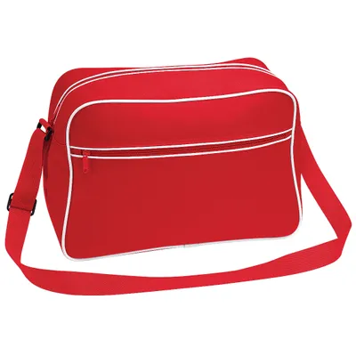 Immagine prodotto di BagBase BG14 | Borsa a tracolla retrò | 40 x 28 x 18 cm - Colore: rosso classico/bianco - Dimensioni: 40 x 28 x 18 cm