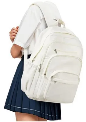 Productafbeelding van Rugtas, beige, polyester, 35x48x17 cm, met laptopvak en veel vakken
