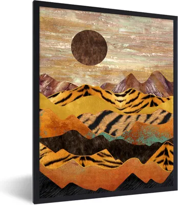 Produktbild von MuchoWow® Gerahmtes Poster Tigerdruck - Marmor - Gold 30x40 cm - Poster mit Schwarzem Bilderrahmen Wandposter Rahmen Foto Bilder - Wanddeko - Kunstdrucke