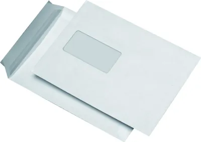 Produktbild von Versandtaschen C5, mit Fenster, haftklebend, 90 g/qm, weiß, 500 Stück, 1 St.