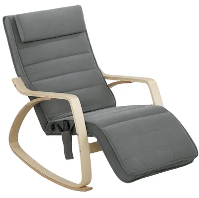 Produktbild von HOMCOM Schaukelstuhl Schaukelsessel mit Massagefunktion, Kopfstütze, Fußstütze
