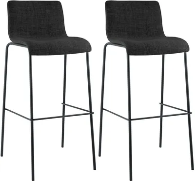 Produktbild von CLP 2er Set Barhocker Hover stapelbar Stoffbezüge Vierfußgestelle bis 150 kg | Farbe dunkelgrau Gestell Farbe schwarz