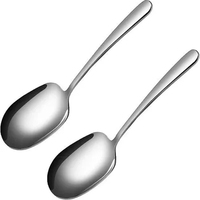 Productafbeelding van 2 lange dessertlepels - 203*61 mm - Roestvrij staal - Zilverkleurig