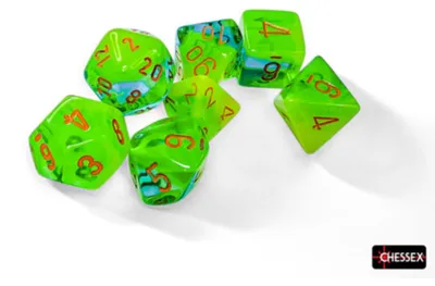 Produktbild von Chessex 7-Würfelset Gemini Polyhedral Plasma Green-Teal/Orange Luminary
