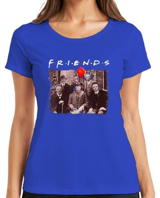Obrázok produktu pre FRIENDS Horor Halloween Slasher Masken Pennywise Jason Freddy Damen T-Shirt, Blau, 3XL