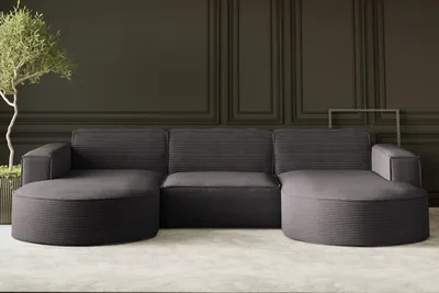 Produktbild von Kaiser Möbel Ecksofa Designer MODENA U STUDIO stoff Dicker cord Poso Dunkelgrau