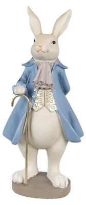 Obrázek produktu pro Clayre & Eef Figurka králíka 12x9x26 cm Béžová modrá Polyresin