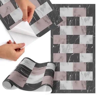 Produktbild von Möbelfolie 50x100 cm - Klebefolie Möbel - Selbstklebende Folie - Folie für Möbel - Möbelfolie Küche - Klebefolie Küche - Möbelfolie Schrank - Wasserdicht - Abwaschbar - Selbstklebend - Luftblasenfrei - Rückstandslos entfernbar - Marmor-Stil